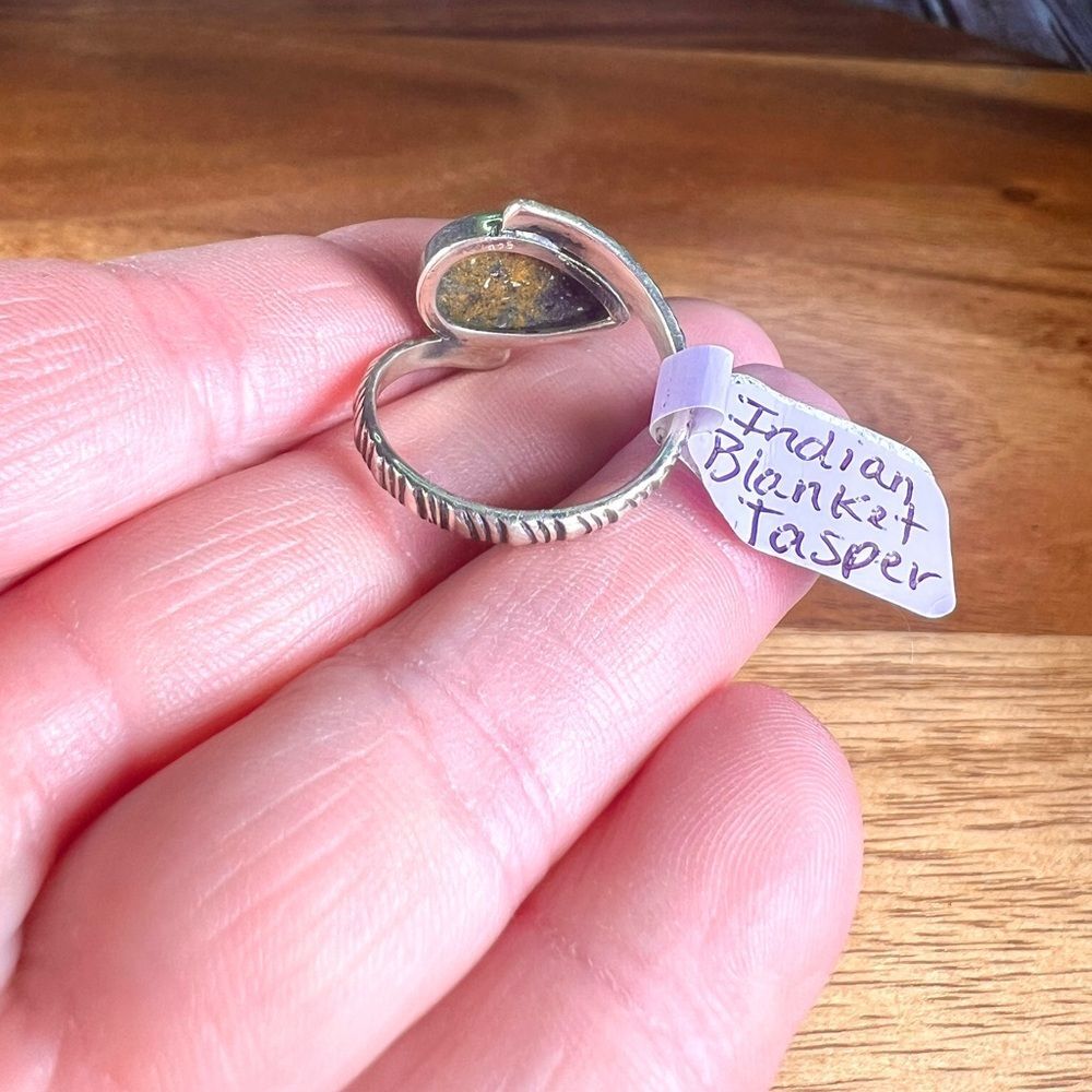 Indian Blanket Jasper Ring Solid Sterling Silver … - image 4